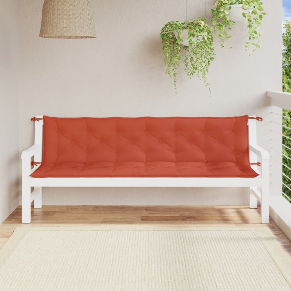 Tuinbankkussens 2 st 200x50x7 cm stof gem&ecirc;leerd rood