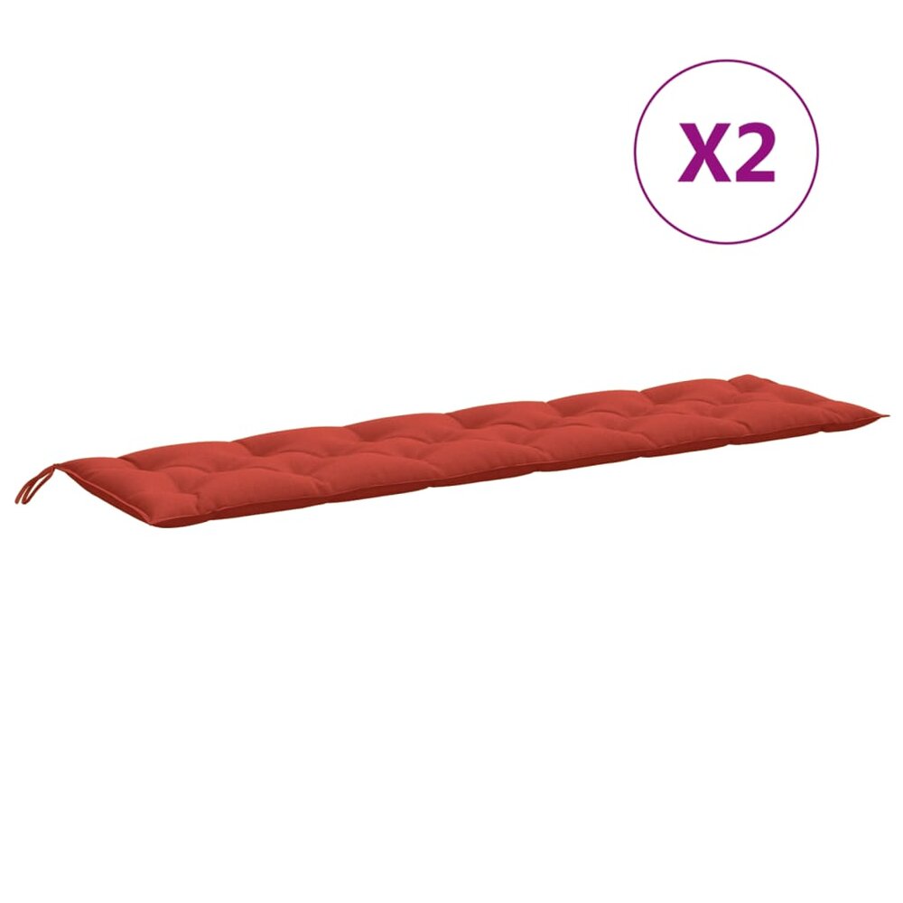 Tuinbankkussens 2 st 200x50x7 cm stof gem&ecirc;leerd rood