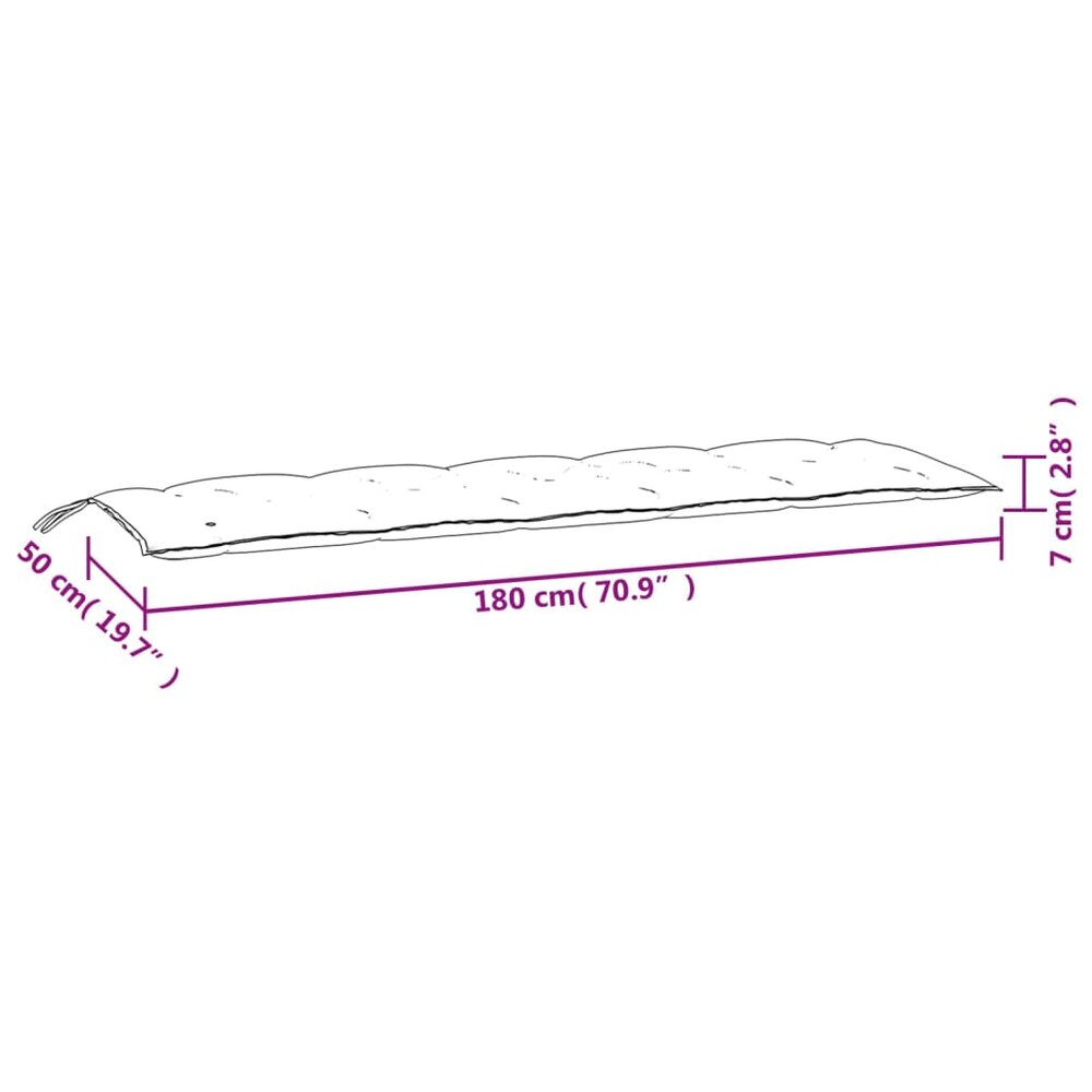 Tuinbankkussens 2 st 180x50x7 cm stof gem&ecirc;leerd donkergrijs