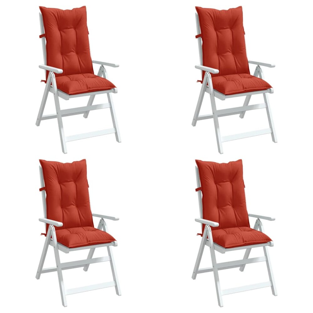 Stoelkussens 4 st hoge rug 120x50x7 cm stof gem&ecirc;leerd rood