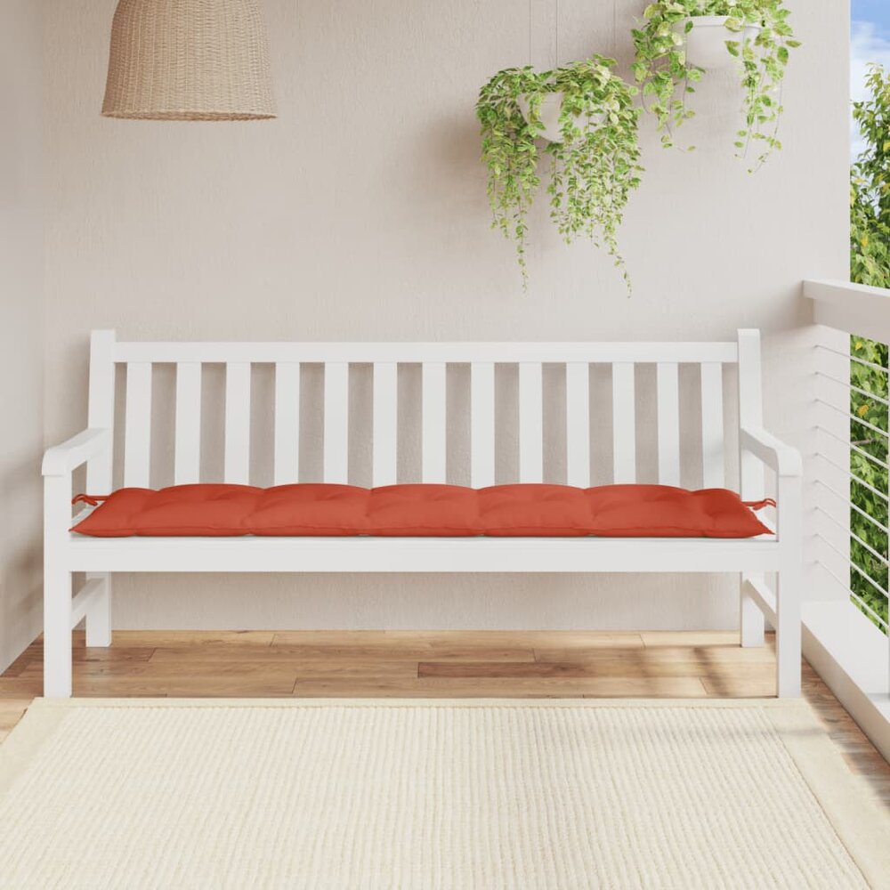 Tuinbankkussen 180x50x7 cm stof gem&ecirc;leerd rood