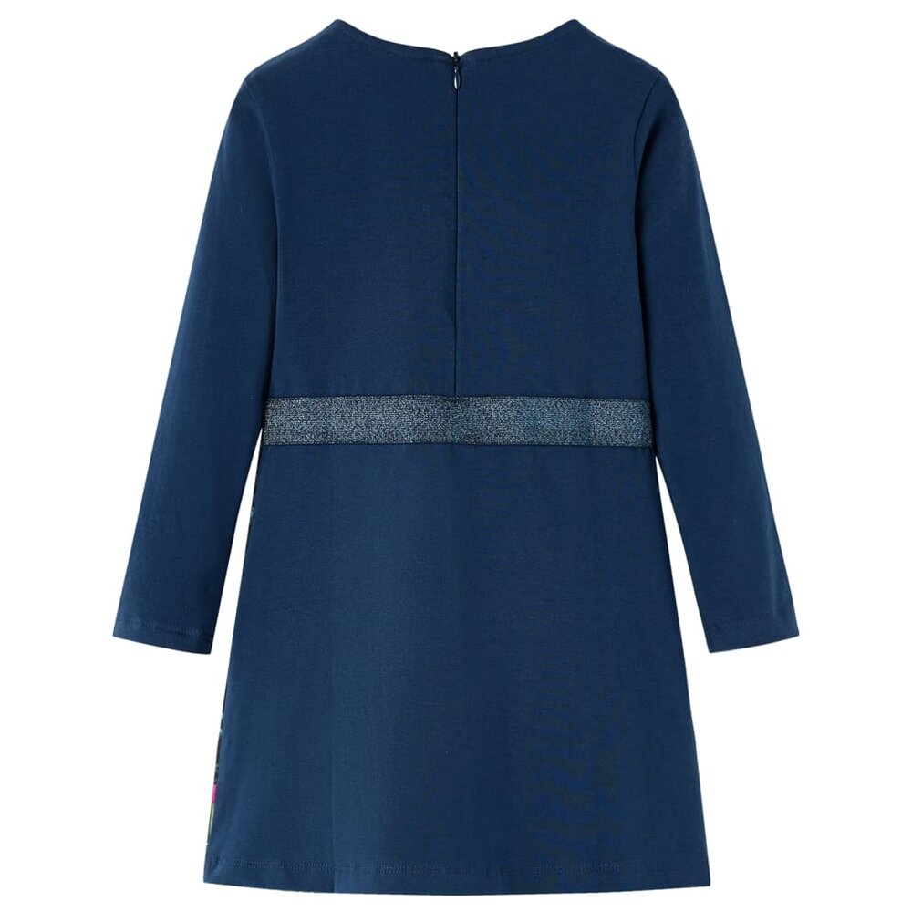 Kinderjurk met lange mouwen 92 marineblauw