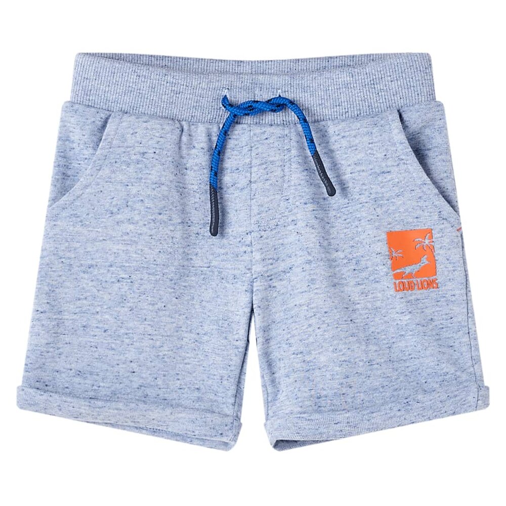 Kindershorts met trekkoord 92 gem&ecirc;leerd blauw
