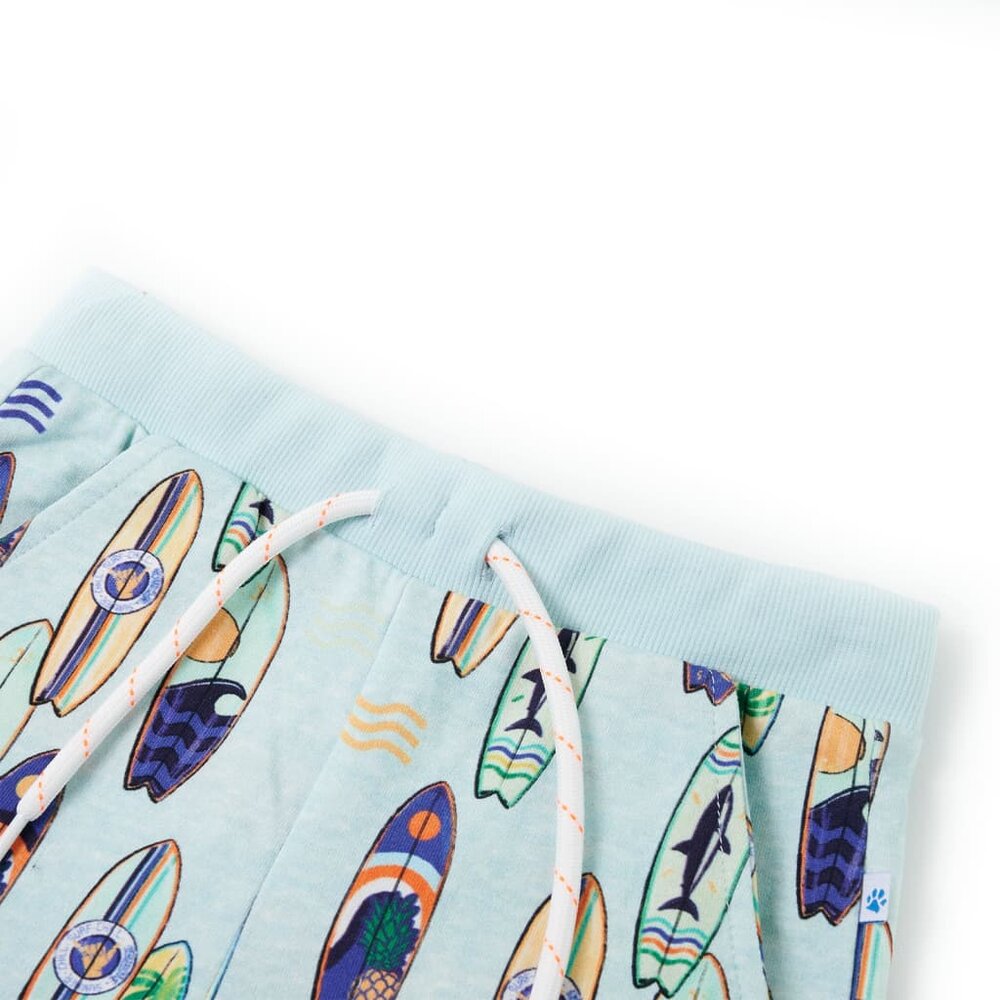 Kindershorts met trekkoord 140 gem&ecirc;leerd zachtblauw
