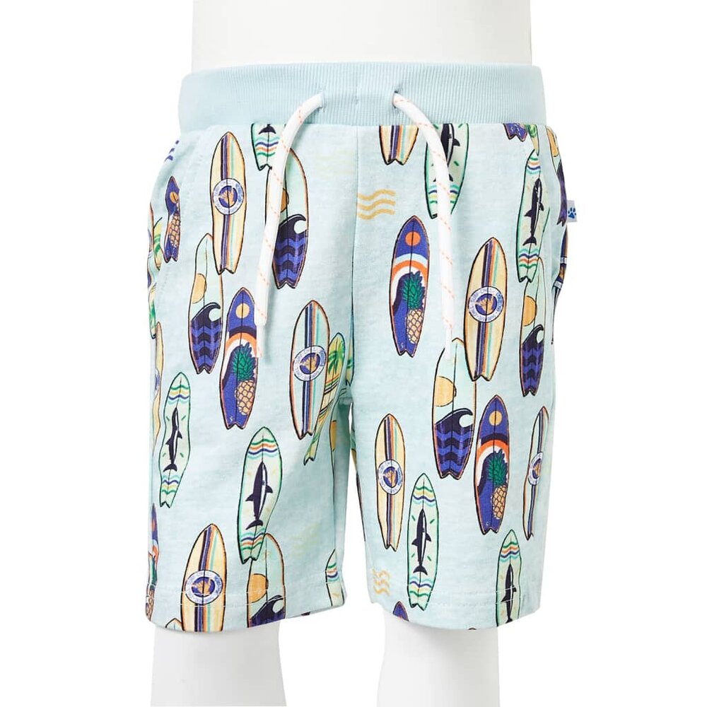 Kindershorts met trekkoord 140 gem&ecirc;leerd zachtblauw