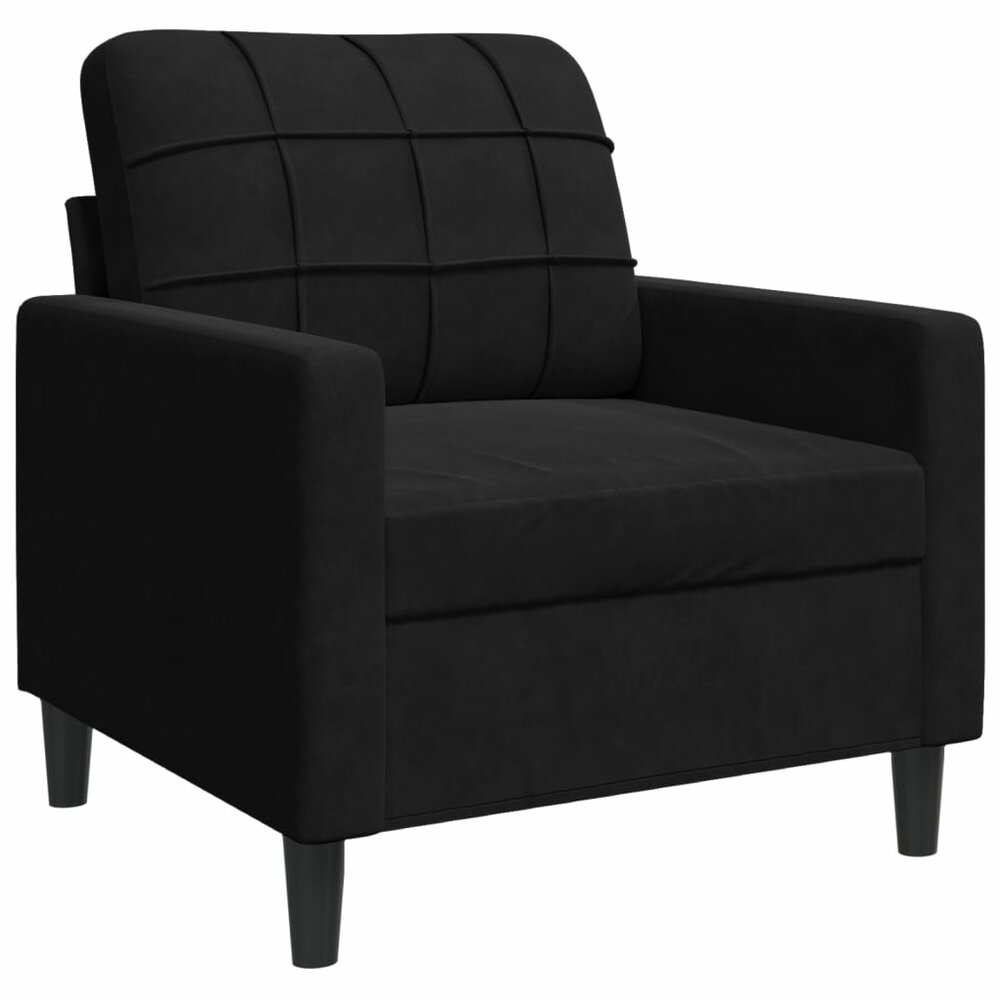 4-delige Loungeset met kussens fluweel zwart