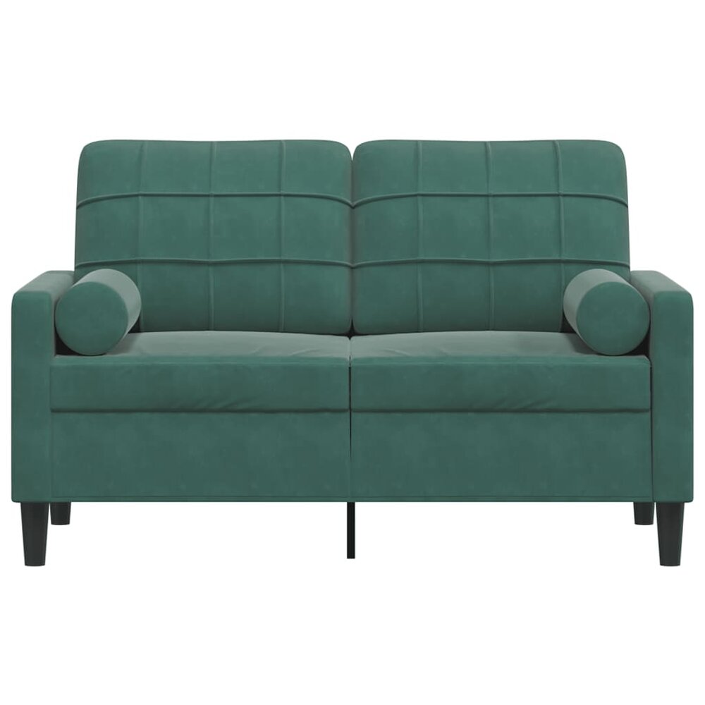 Tweezitsbank met sierkussens 120 cm fluweel donkergroen