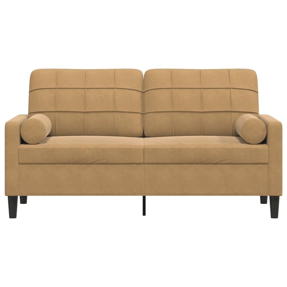 Tweezitsbank met sierkussens 140 cm fluweel bruin