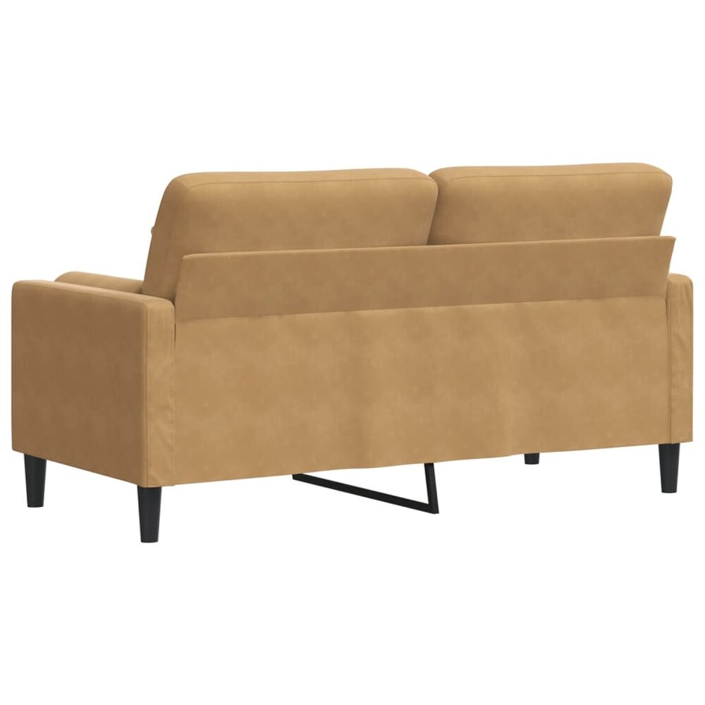 Tweezitsbank met sierkussens 140 cm fluweel bruin