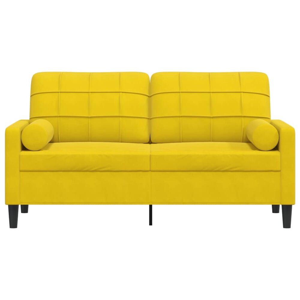 Tweezitsbank met sierkussens 140 cm fluweel geel