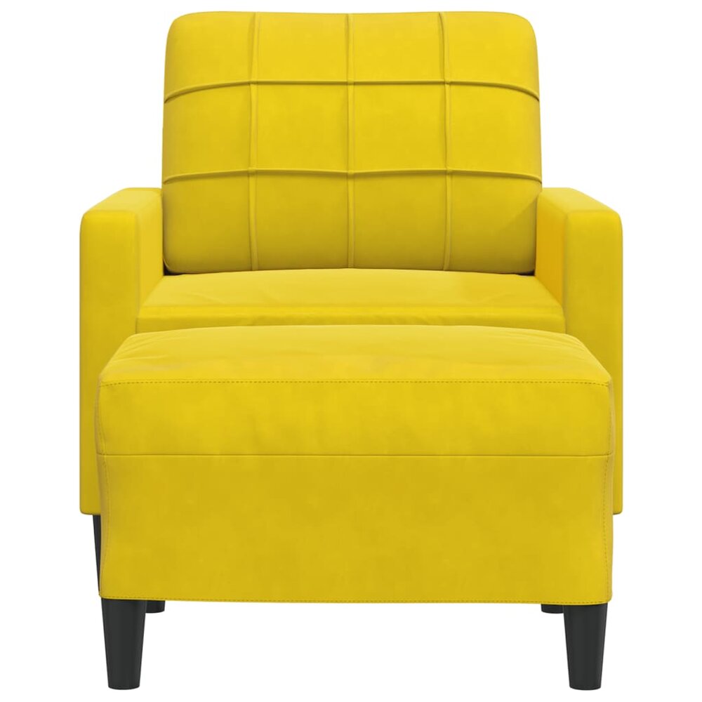 Fauteuil met voetenbank 60 cm fluweel geel