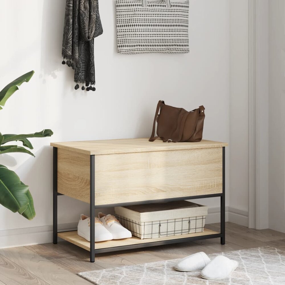 Opbergbankje 70x42,5x47 cm bewerkt hout sonoma eikenkleurig