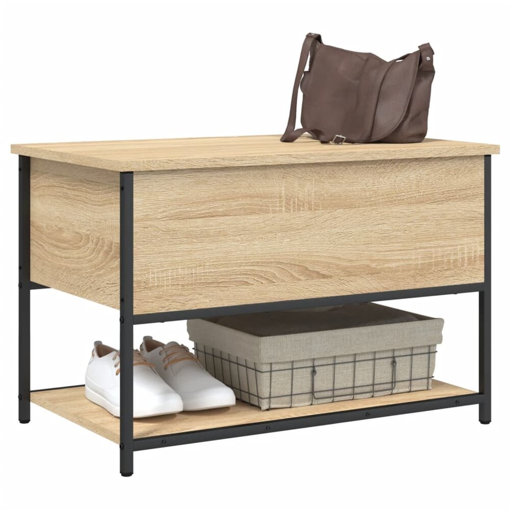 Opbergbankje 70x42,5x47 cm bewerkt hout sonoma eikenkleurig