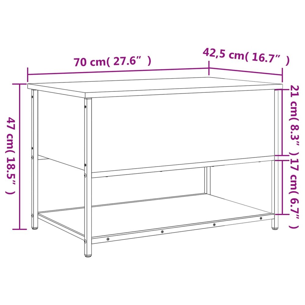 Opbergbankje 70x42,5x47 cm bewerkt hout sonoma eikenkleurig