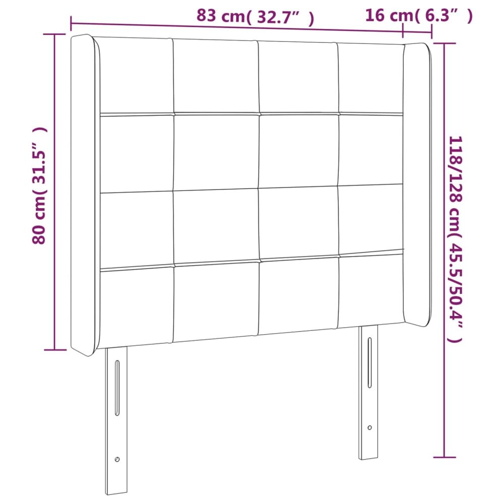 Hoofdbord LED 83x16x118/128 cm fluweel donkergrijs