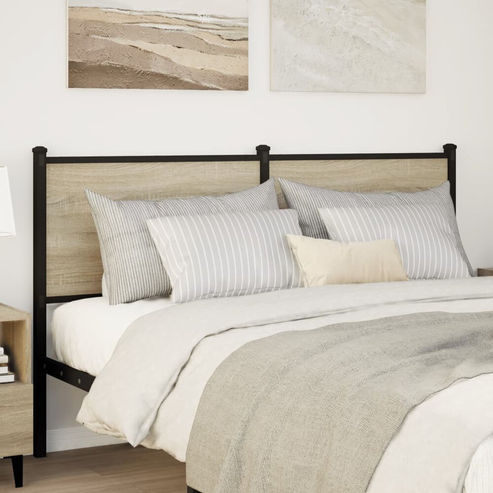 Hoofdbord 150 cm bewerkt hout en staal sonoma eikenkleurig