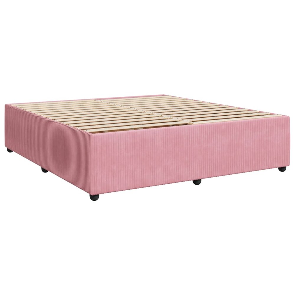 Boxspring met matras fluweel roze 180x200 cm