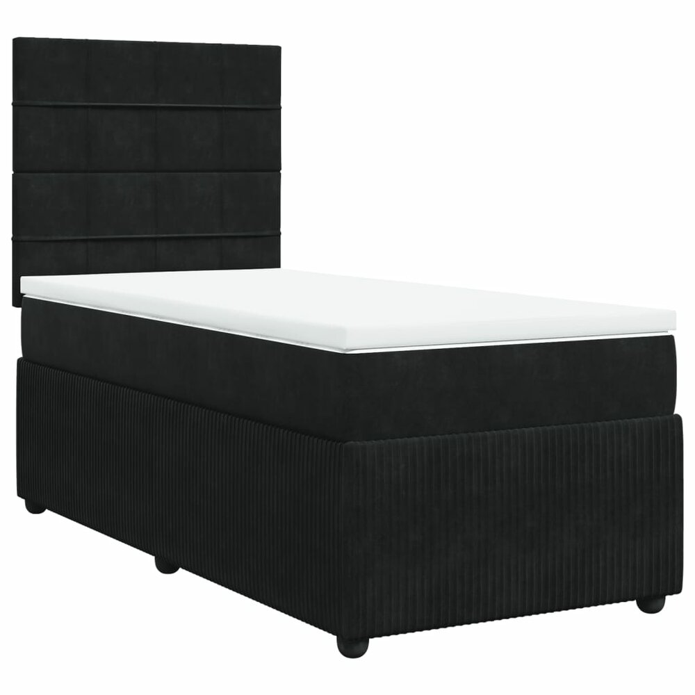 Boxspring met matras fluweel zwart 90x200 cm