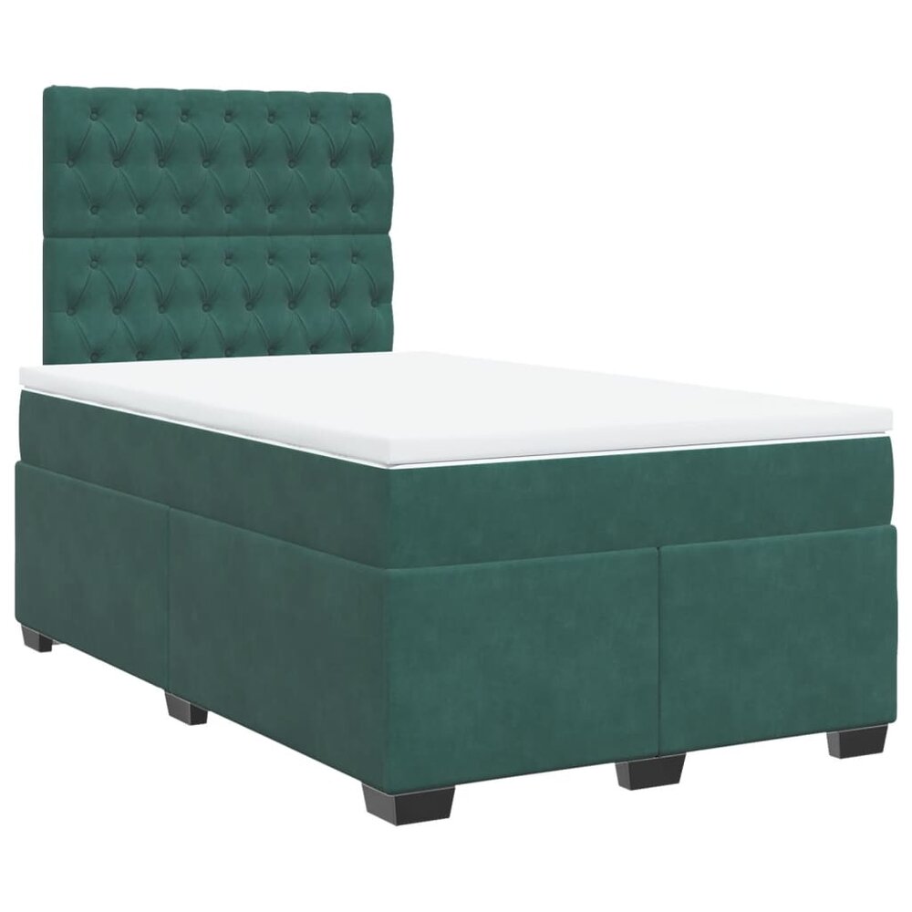 Boxspring met matras fluweel donkergroen 120x200 cm