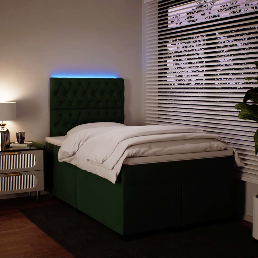 Boxspring met matras fluweel donkergroen 120x200 cm