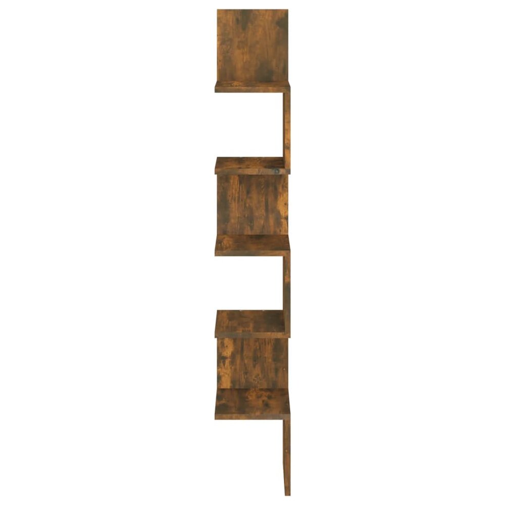 Hoekwandschap 20x20x127,5 cm bewerkt hout gerookt eikenkleurig