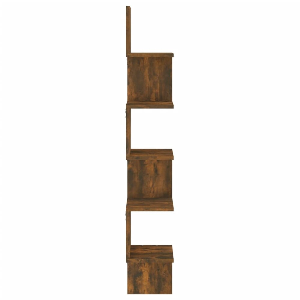 Hoekwandschap 20x20x127,5 cm bewerkt hout gerookt eikenkleurig