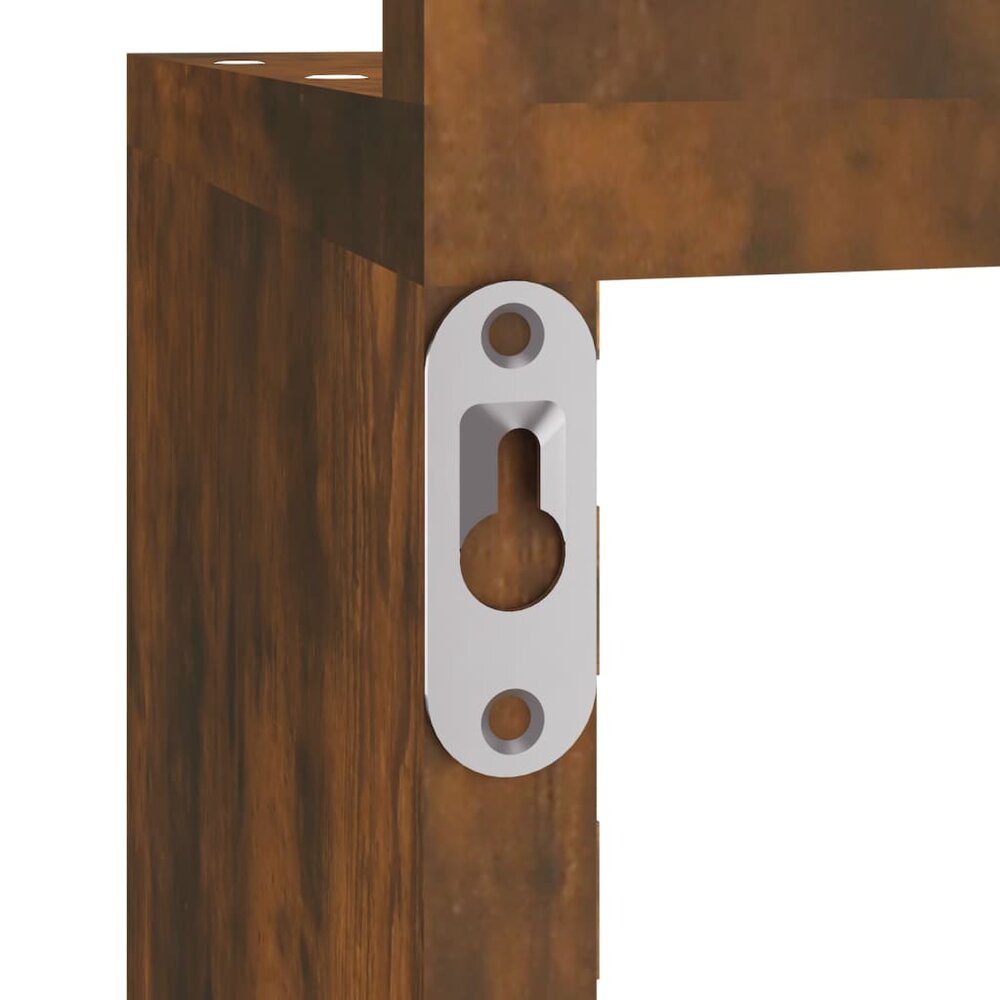 Hoekwandschap 20x20x127,5 cm bewerkt hout gerookt eikenkleurig