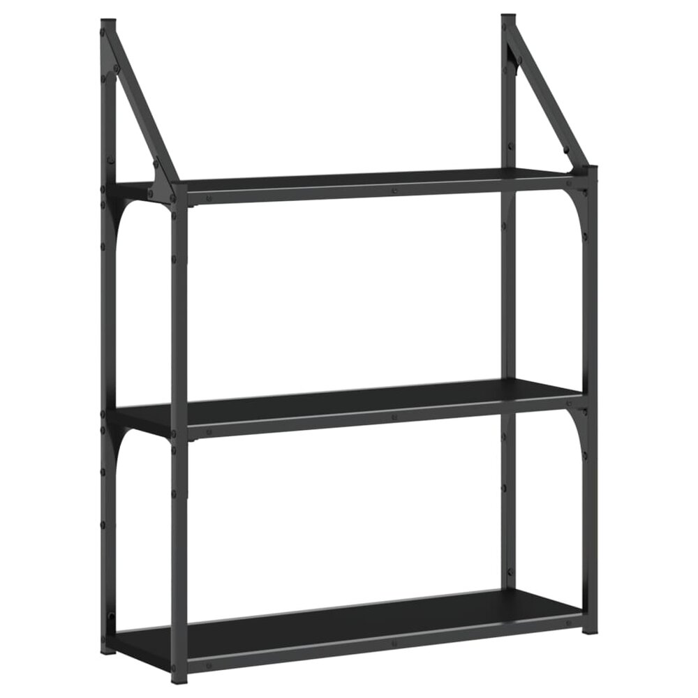 Wandrek 3-laags 60x21x78,5 cm bewerkt hout zwart