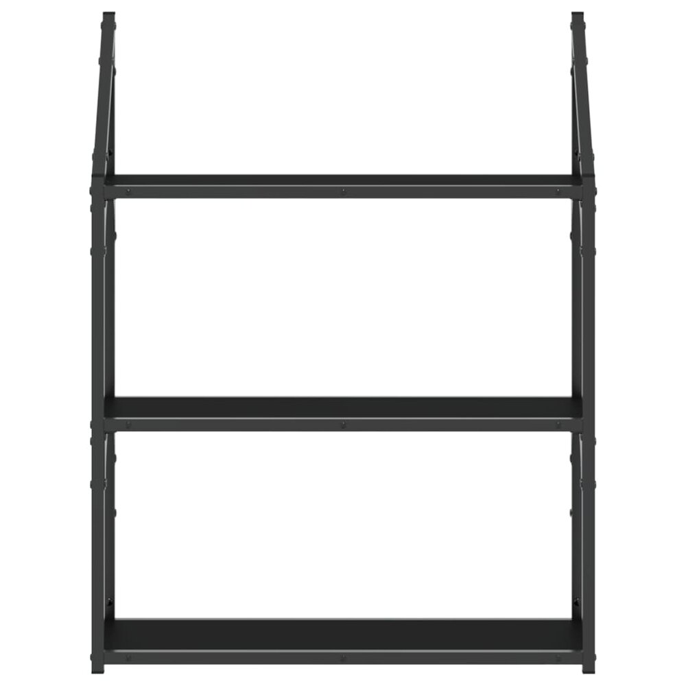 Wandrek 3-laags 60x21x78,5 cm bewerkt hout zwart