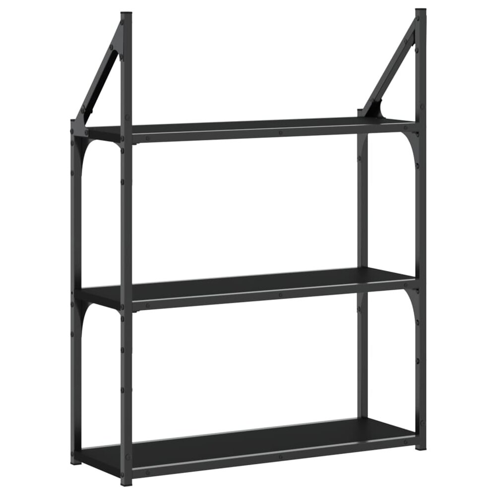 Wandrek 3-laags 60x21x78,5 cm bewerkt hout zwart