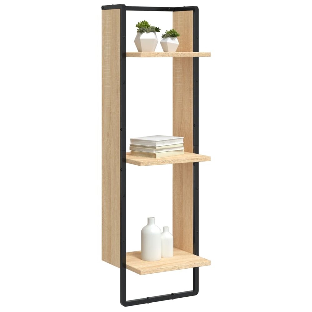 Wandrek 3-laags 30x25x100 cm bewerkt hout sonoma eikenkleurig