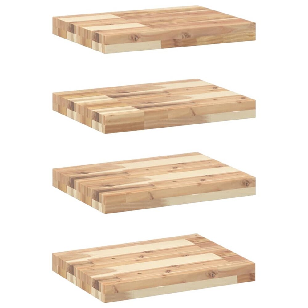 Wandschappen 4 st zwevend 60x30x4 cm onbehandeld acaciahout