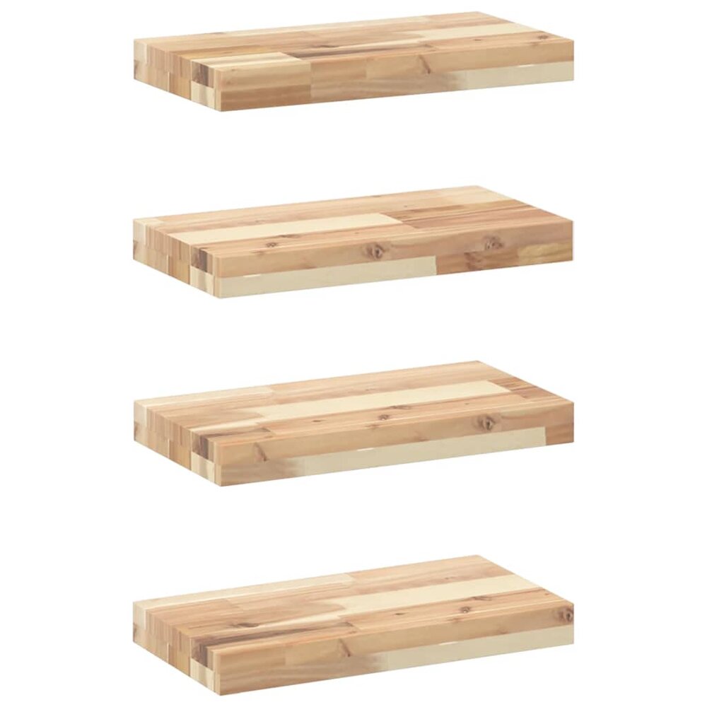 Wandschappen 4 st zwevend 40x20x4 cm onbehandeld acaciahout