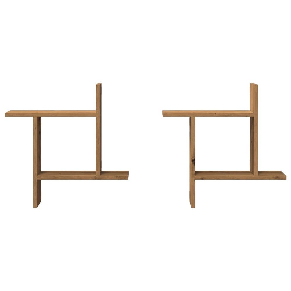 Wandschappen 2 st 50x12x50 cm bewerkt hout artisanaal eiken