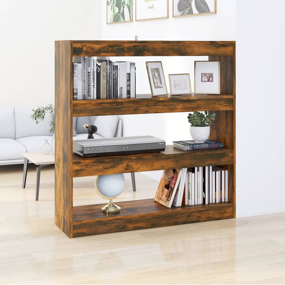 Boekenkast/kamerscherm 100x30x103 cm gerookt eikenkleur