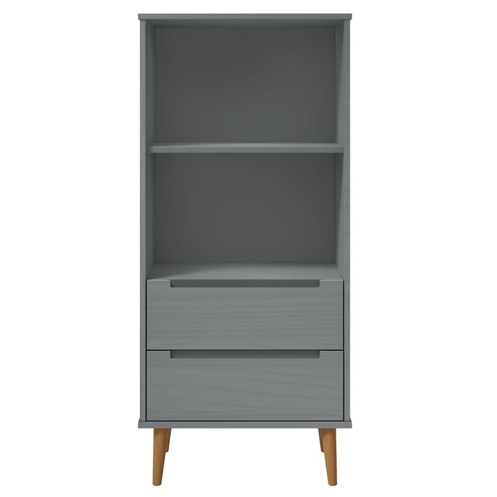 Boekenkast MOLDE 60x35x133,5 cm massief grenenhout grijs