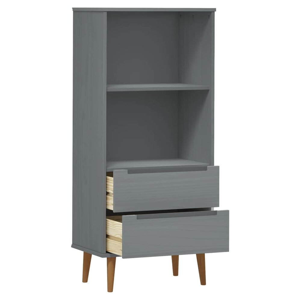 Boekenkast MOLDE 60x35x133,5 cm massief grenenhout grijs