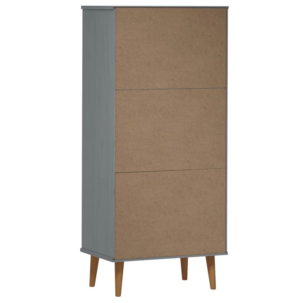 Boekenkast MOLDE 60x35x133,5 cm massief grenenhout grijs