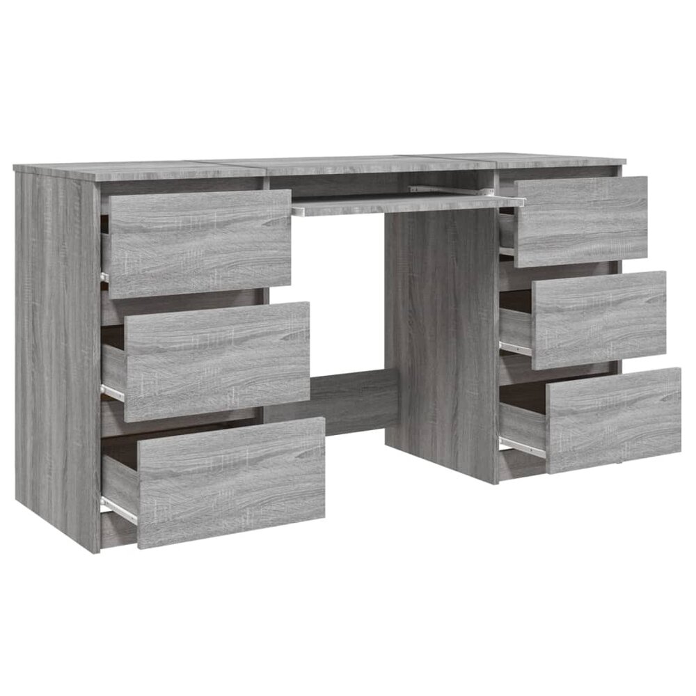 Bureau 140x50x77 cm bewerkt hout grijs sonoma eikenkleurig