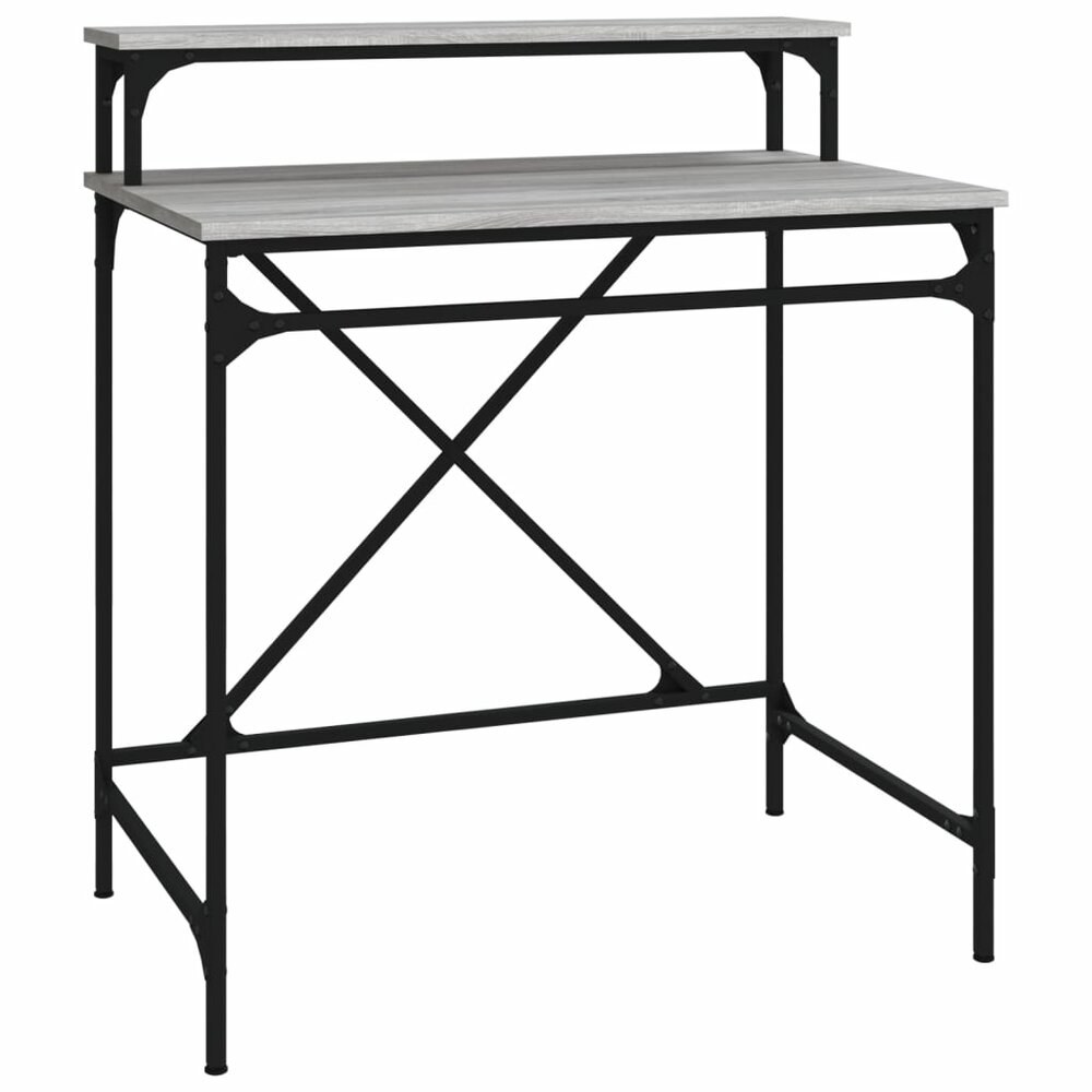 Bureau 80x50x90 cm bewerkt hout en ijzer grijs sonoma eiken