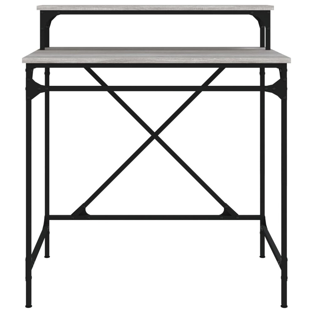 Bureau 80x50x90 cm bewerkt hout en ijzer grijs sonoma eiken