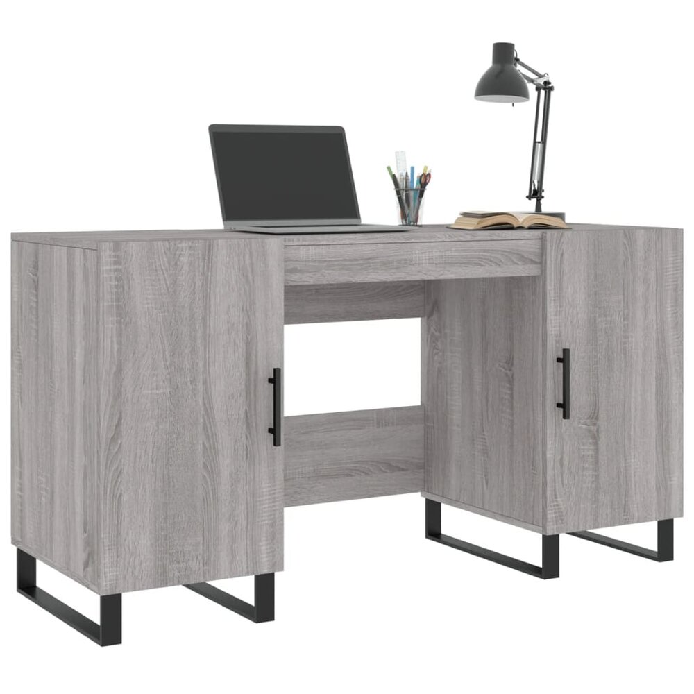 Bureau 140x50x75 cm bewerkt hout grijs sonoma eikenkleurig