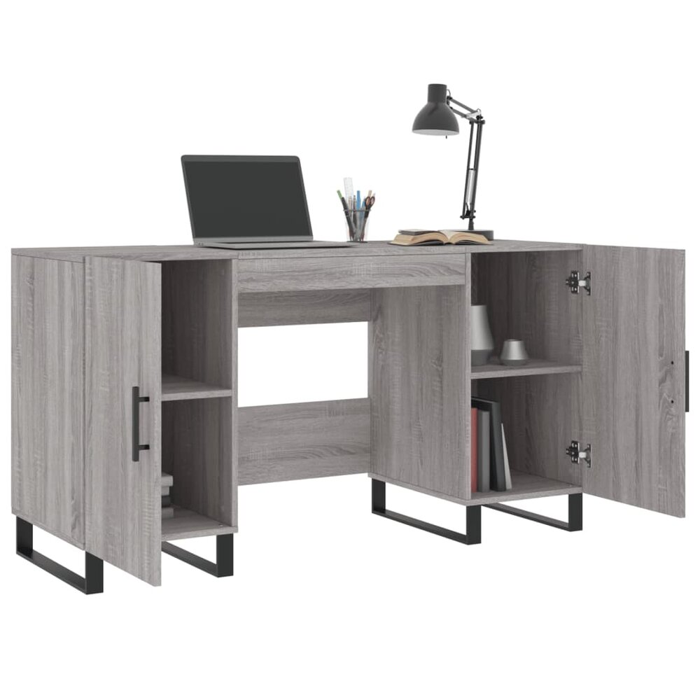 Bureau 140x50x75 cm bewerkt hout grijs sonoma eikenkleurig
