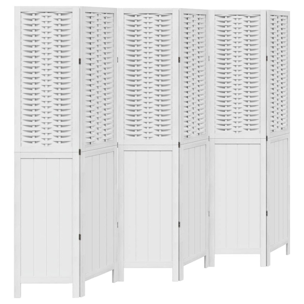 Kamerscherm met 6 panelen massief paulowniahout wit
