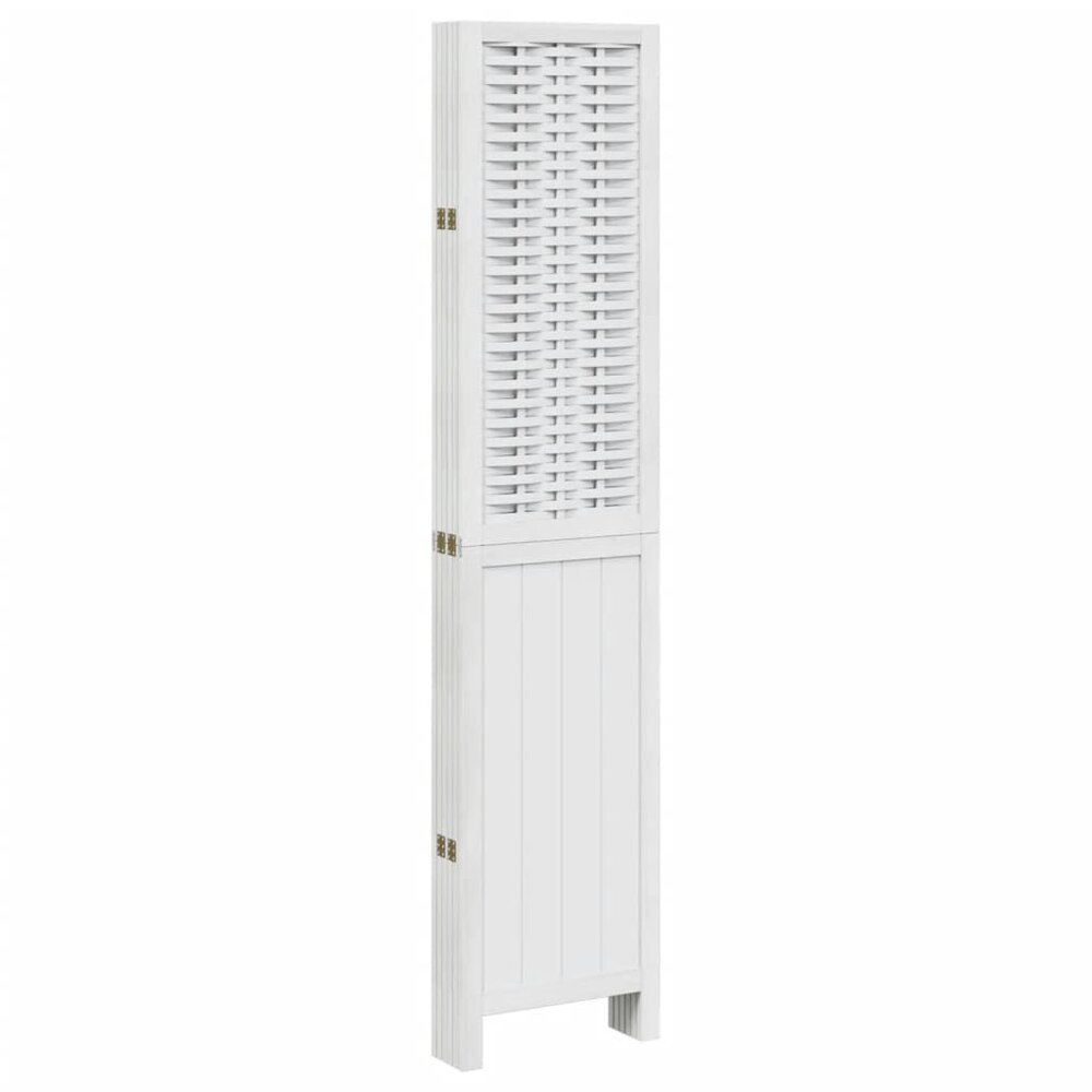 Kamerscherm met 6 panelen massief paulowniahout wit