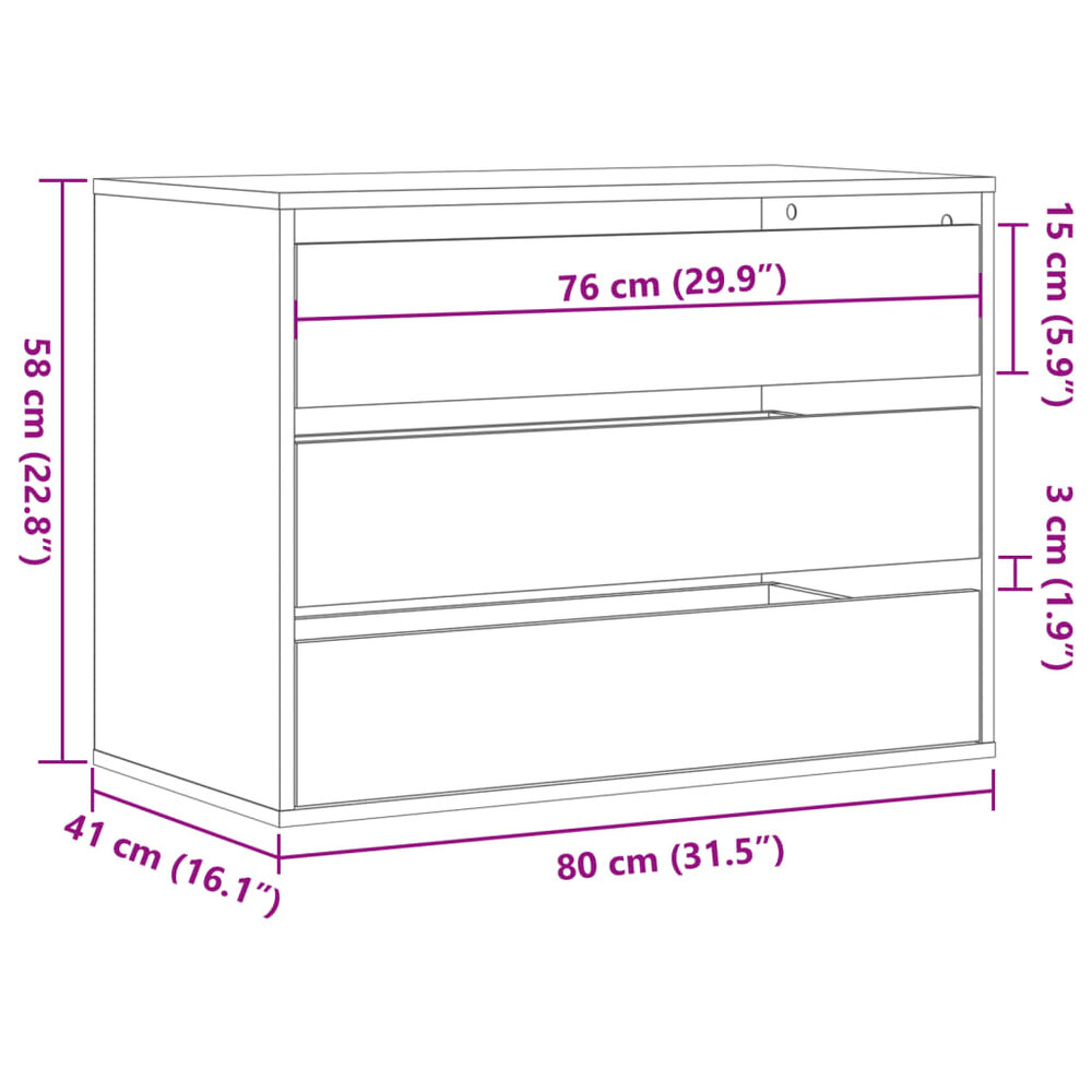 Ladekast 80x41x58 cm bewerkt hout grijs sonoma eikenkleurig