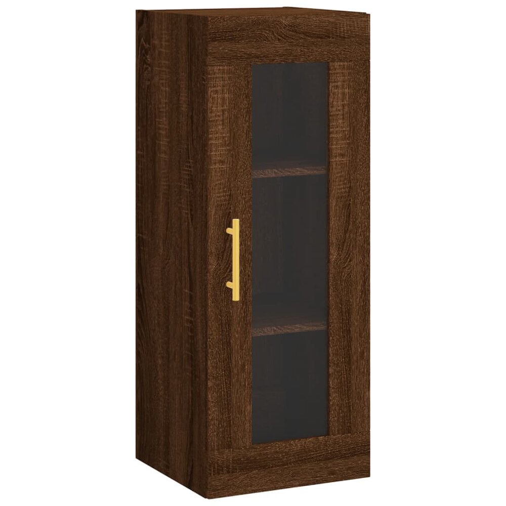 Hoge kast 34,5x34x180 cm bewerkt hout bruin eikenkleur