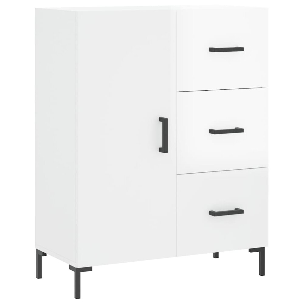 Hoge kast 69,5x34x180 cm bewerkt hout hoogglans wit
