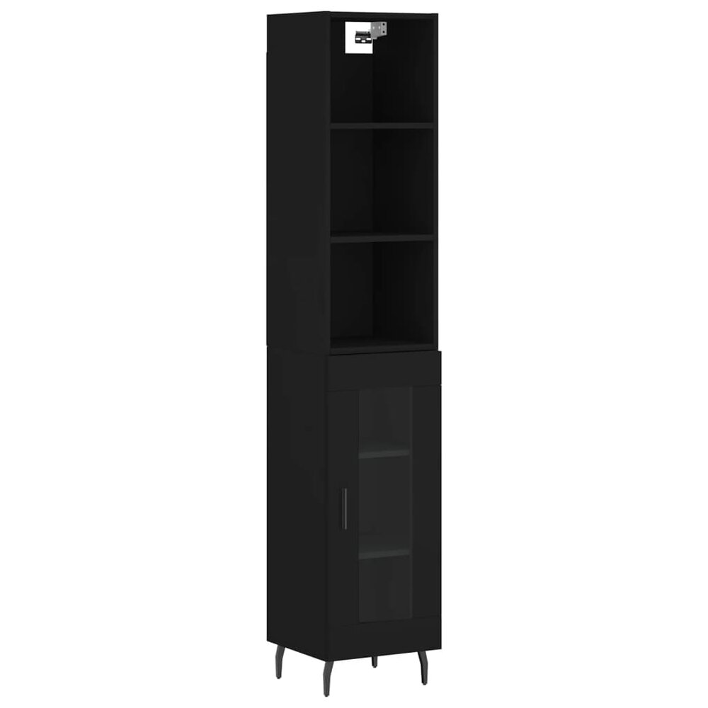 Hoge kast 34,5x34x180 cm bewerkt hout zwart