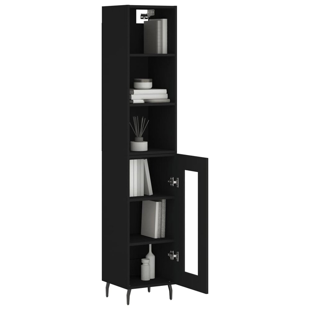 Hoge kast 34,5x34x180 cm bewerkt hout zwart